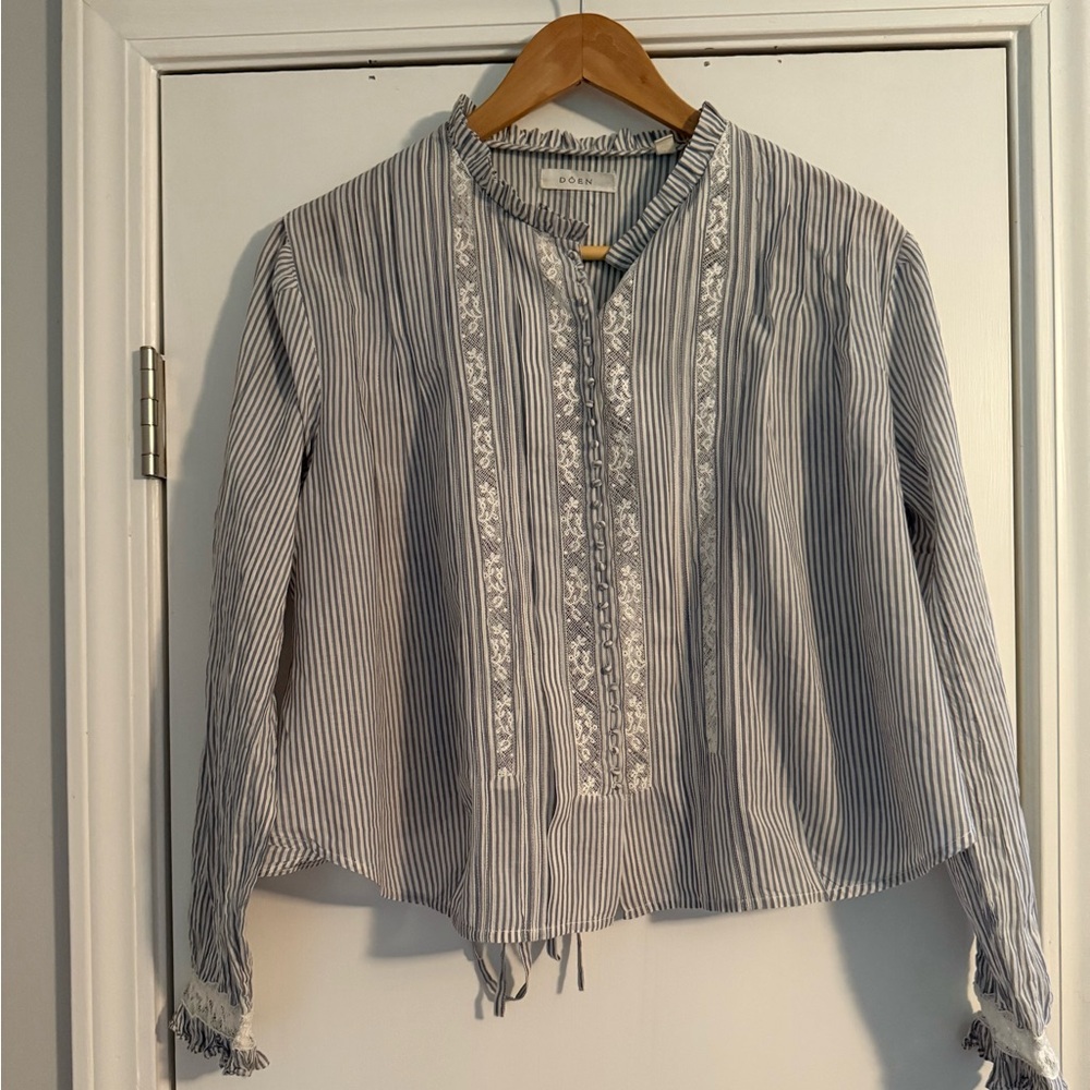 Doen Striped Blouse in Blue and White